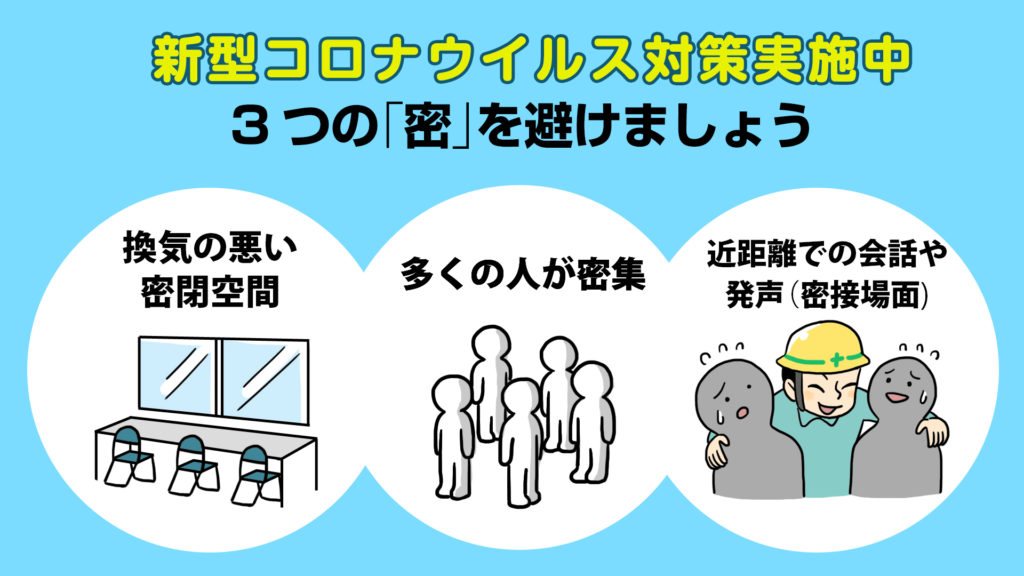 建設現場の新型コロナウイルス対策 -3密禁止-
