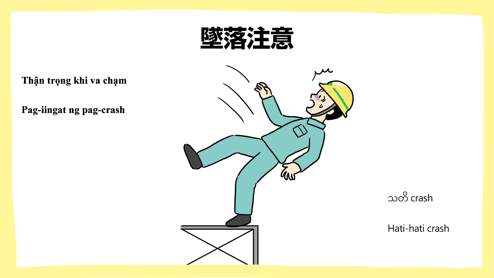 墜落注意_多言語・建設現場の安全ポスター